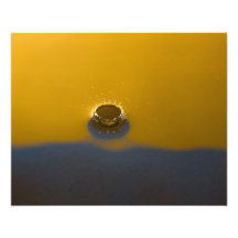 Blue and Yellow Water Drop Photographic Print