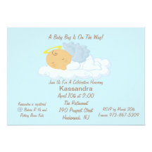 Blue Angel Baby Shower Invitation