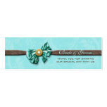 Blue aqua brown gem bow floral business card template