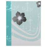 blue aqua chandelier damask pattern letterhead design