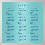 Blue aqua wedding seating charts print