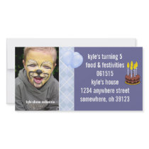 Blue Argyle Birthdy Photo Invitation Custom Photo Card