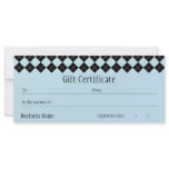 Blue Argyle Gift Certificate rack cards