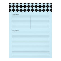 Blue Argyle Recipe Letterhead