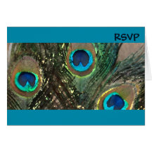 Blue Artistic Peacock Wedding RSVP Cards