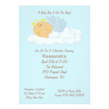 Blue Baby Angel Baby Shower Invitation
