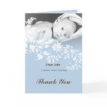 Blue baby boy photo Thank you cards