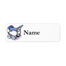 blue baby buggy custom return address labels