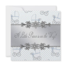 Blue Baby Carriage Baby Boy Prince Shower
