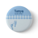 Blue Baby Feet Baby Shower Name Tag Button