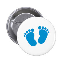 Blue baby feet pinback button
