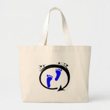 Blue Baby Footprints Canvas Bag