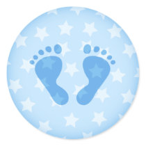 Blue baby footprints on a starry background