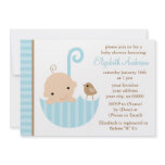 Blue Baby in Umbrella Baby Shower Invitations
