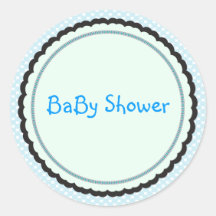 blue baby shower envelope seal round sticker