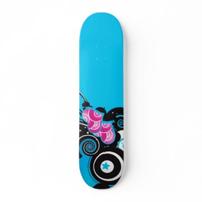 blue-background-with-shapes skate board decks by CreativeColours