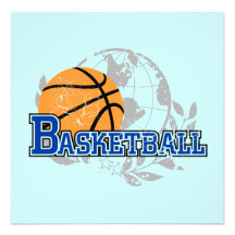 Blue Basketball T-shirts and Gifts Invitations