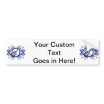 Blue Bass Blue Floral Circle Design Bumper Stickers