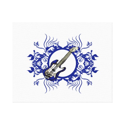 Blue Bass Blue Floral Circle Design Canvas Print