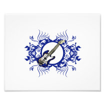 Blue Bass Blue Floral Circle Design Photographic Print