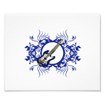 Blue Bass Blue Floral Circle Design Photographic Print