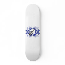 Blue Bass Blue Floral Circle Design Skate Decks