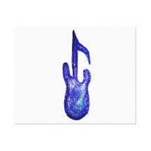 blue bass guitar music note crayon gallery wrap canvas