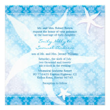Blue Beach Starfish Hawaiian Summer Wedding Custom Invite