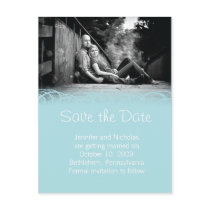 Blue & Beautiful Swirl Save the Date Announcement