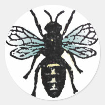 Blue Bee Round Sticker