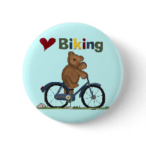 Blue Bicycle I Love Biking Tshirts and Gifts Pinback Buttons