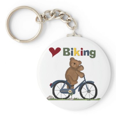 Blue Bicycle I Love Biking Tshirts and Gifts Key Chain by toddlersplace