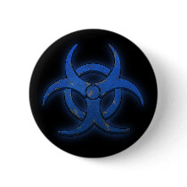 Blue Biohazard Pinback Button
