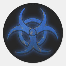 Blue Biohazard Round Sticker