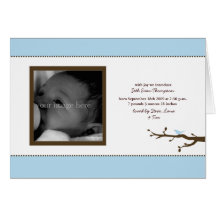 Blue Bird Baby Announcement Card