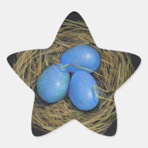 Blue Bird Eggs in Nest: Realism Art in Star Star Sticker