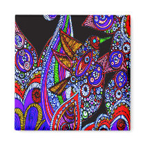 Blue Bird Of Paradise Black Magnet