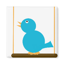 Blue Bird on a Perch Magnet