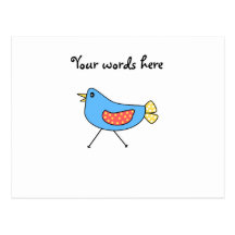 Blue bird with polka dots post card