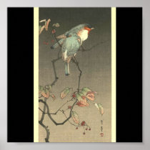 Blue Birds at Night by Seitei Watanabe 1851- 1918 Posters