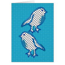 'blue birds' digital painting card