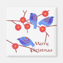 Blue birds - Merry Christmas Customized Magnet