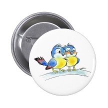Blue birds pinback buttons