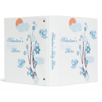 Blue Birds Spring Flowers Baby Boy Album by Ruxique