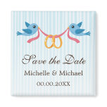 Blue birds with golden rings Save the Date magnet