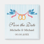 Blue birds with golden rings Save the Date magnet