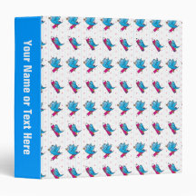 Blue Birdy Bird and Pencil Pattern Vinyl Binder