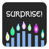 BLUE Birthday SURPRISE Candles Square Sticker