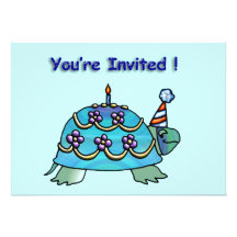 Blue Birthday Turtle Invitation