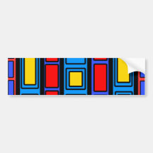 Blue black and red rectangle design bumper stickers